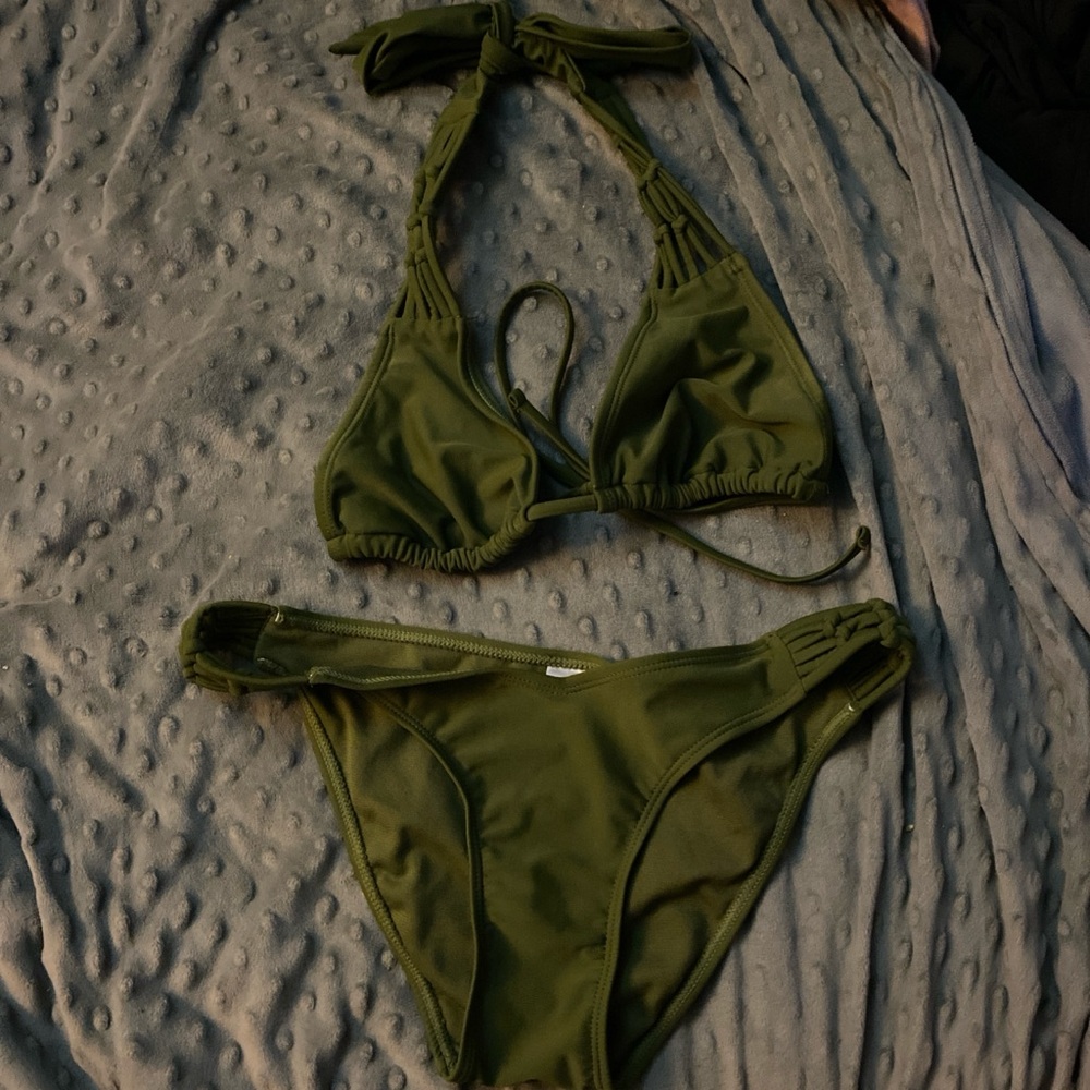 No Boundaries Olive Green Bikini Set